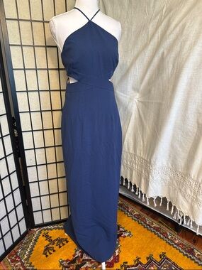 Aidan Mattox Crepe Halter Evening Gown with Cutout